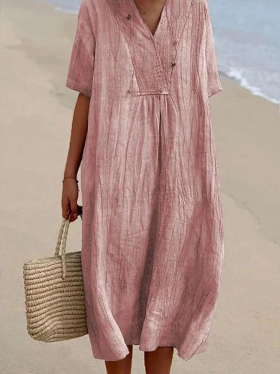Women's Solid Color  Short Sleeve Dress