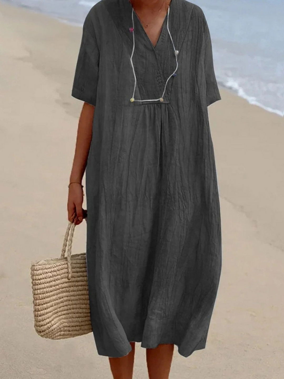 Women's Solid Color  Short Sleeve Dress