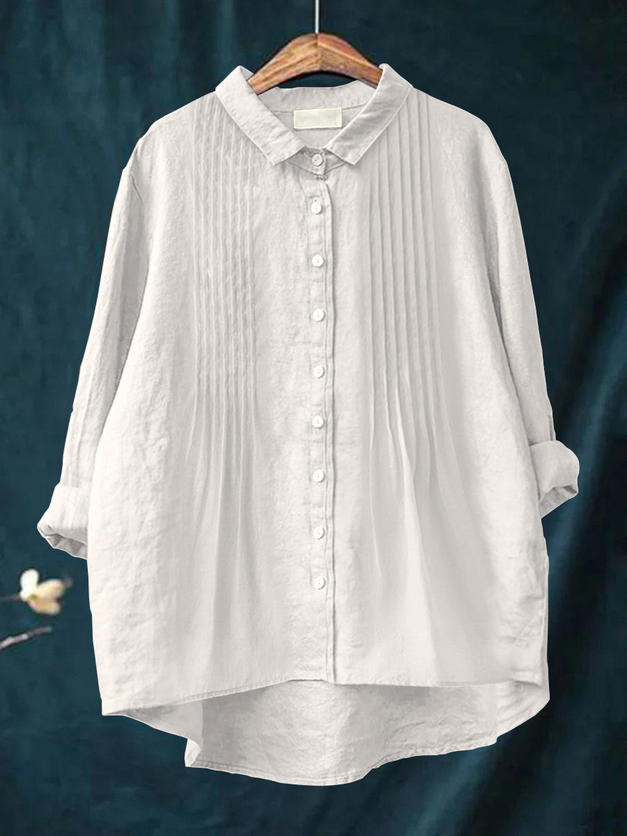 Solid Color Cotton and Linen Shirt