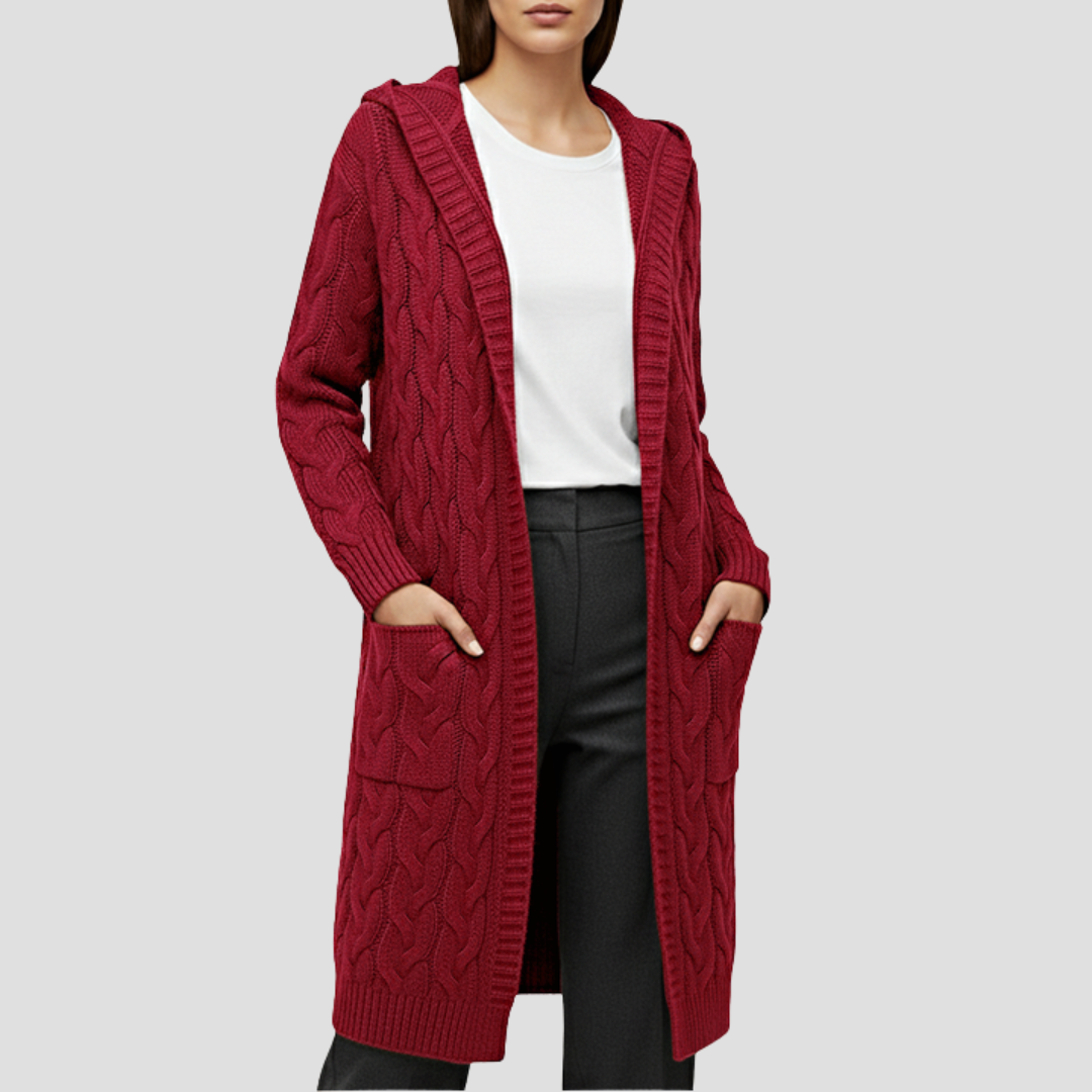 Elise | Cable Knit Long Cardigan