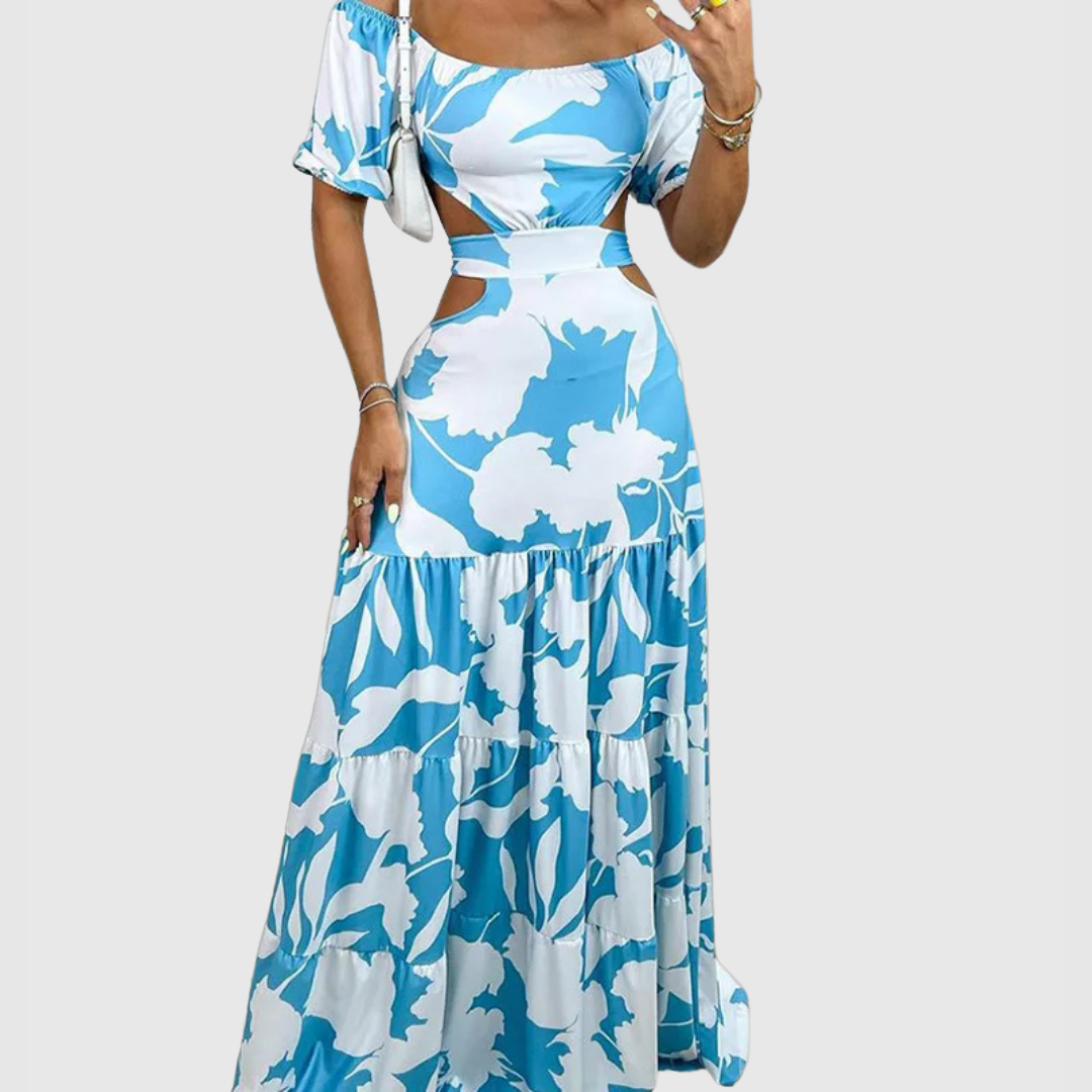 Arden - Elegant Irregular Grain Cut-Out Style Midi Dress