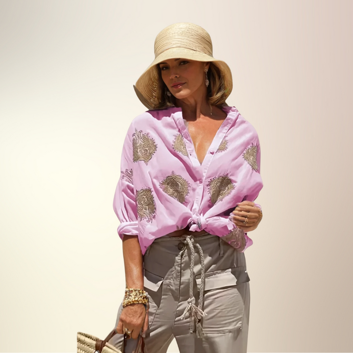 Gaby | Embroidered Button-Down Shirt
