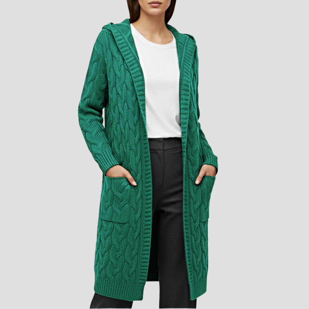 Elise | Cable Knit Long Cardigan