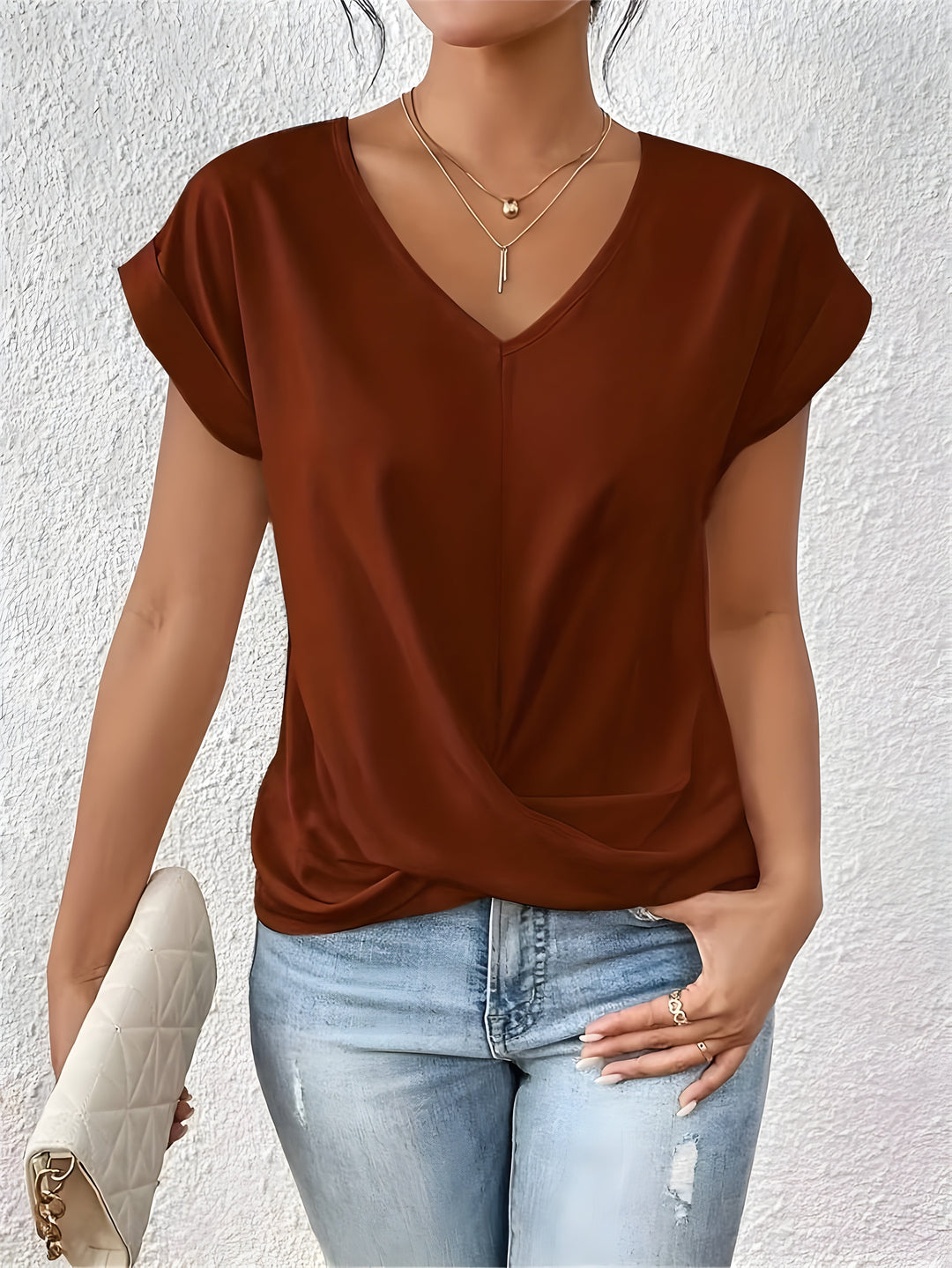 Kathrina | V-Hals Twist Front Top