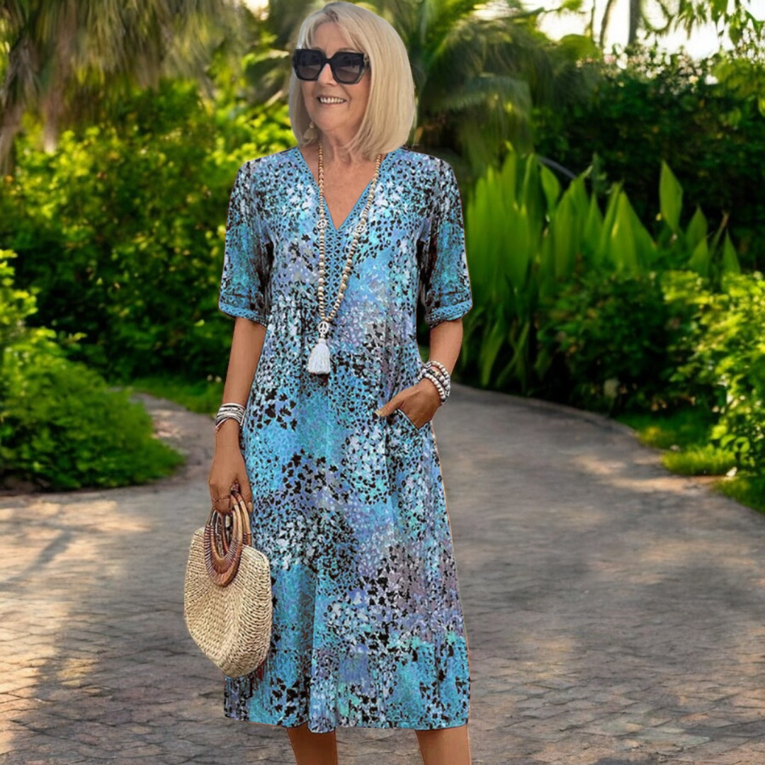 Audrey -  Bohemian Printed Dress