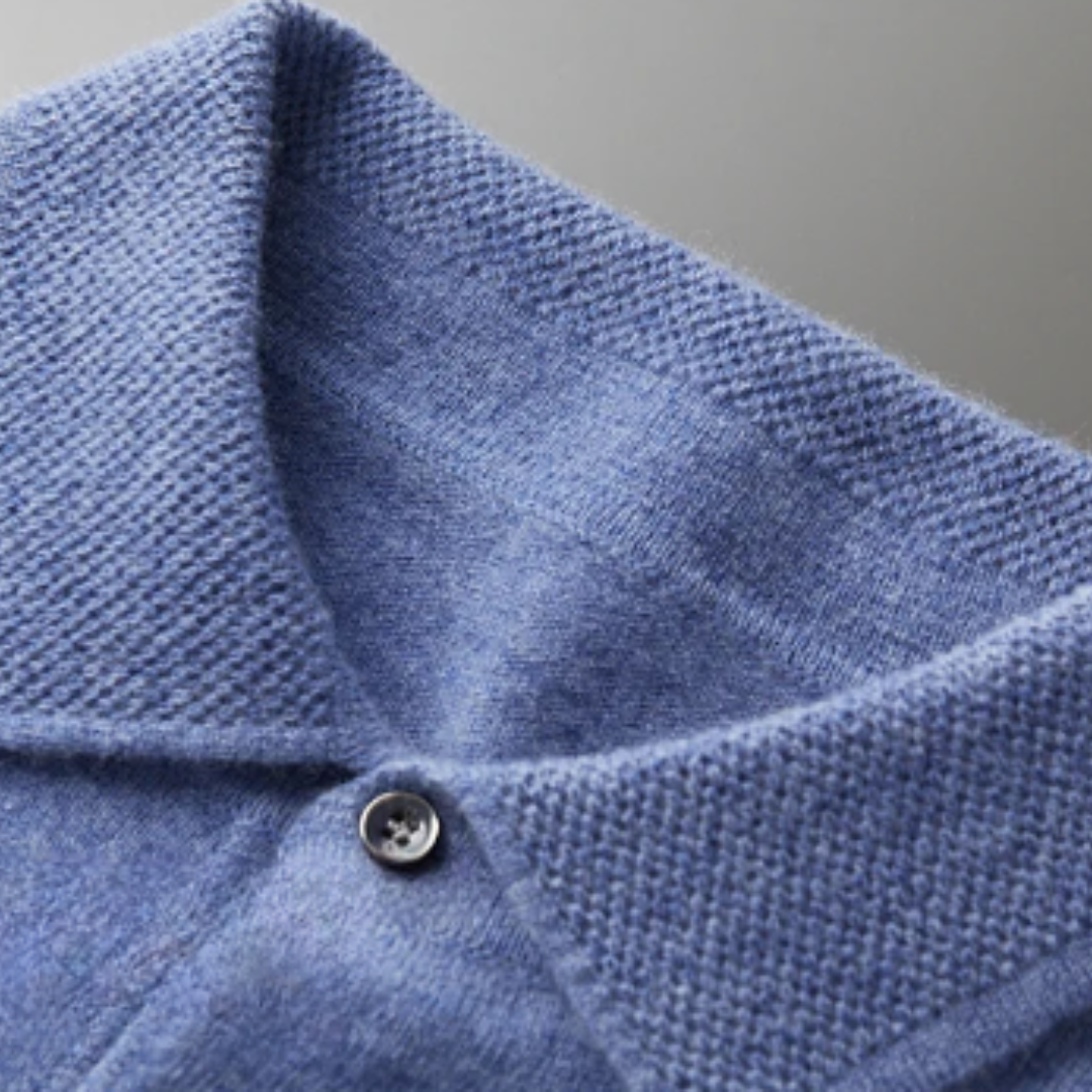 Polo Sweater – Natural-Fiber Blend Collar & Light Warmth