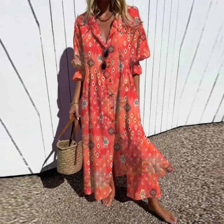 Cassidy - Boho Beauty Puff Sleeve Maxi Dress
