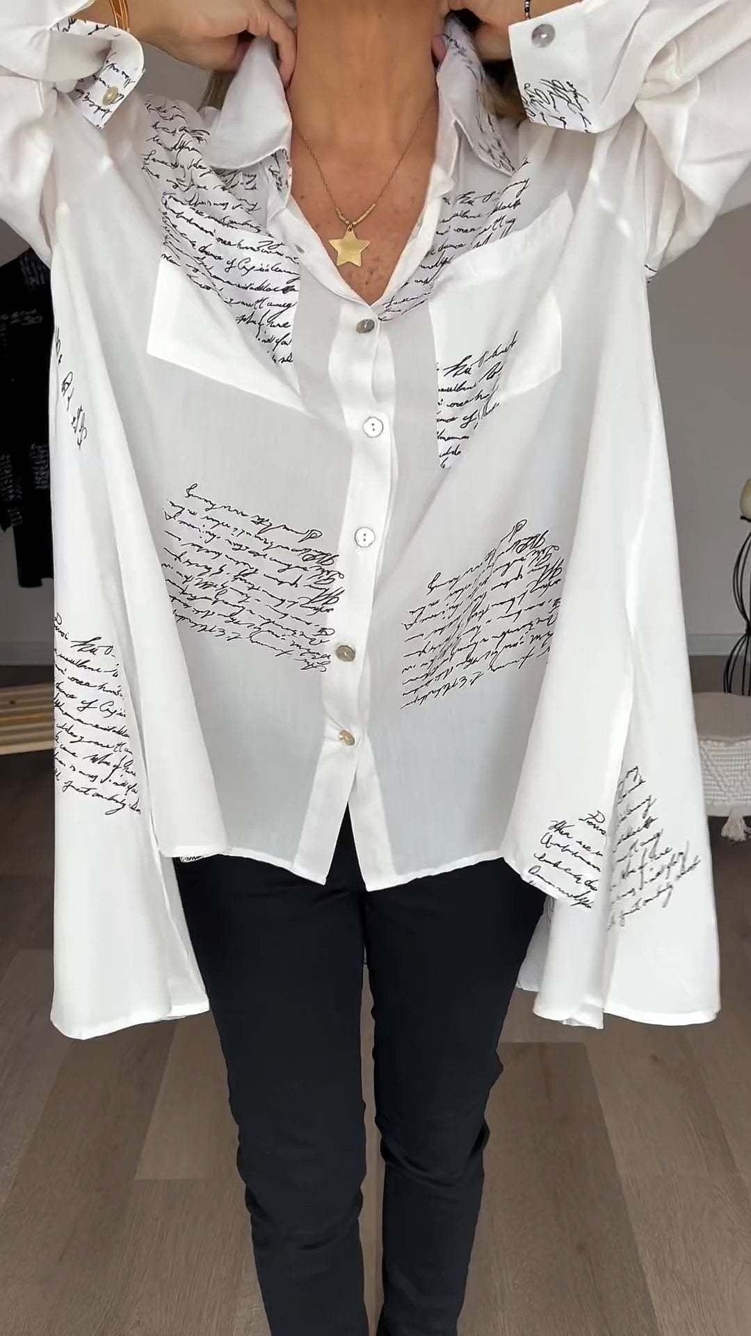 Carla™ | Handwritten Button-Up Shirt
