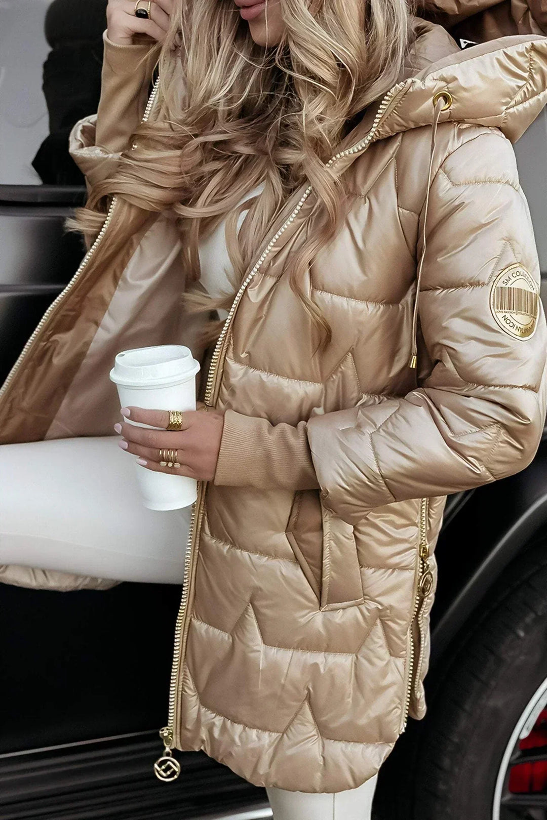 Lina | Long, warm padded jacket with generous hood
