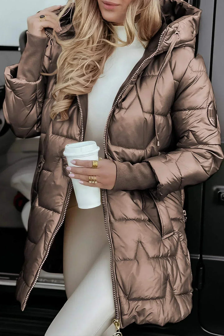 Lina | Long, warm padded jacket with generous hood