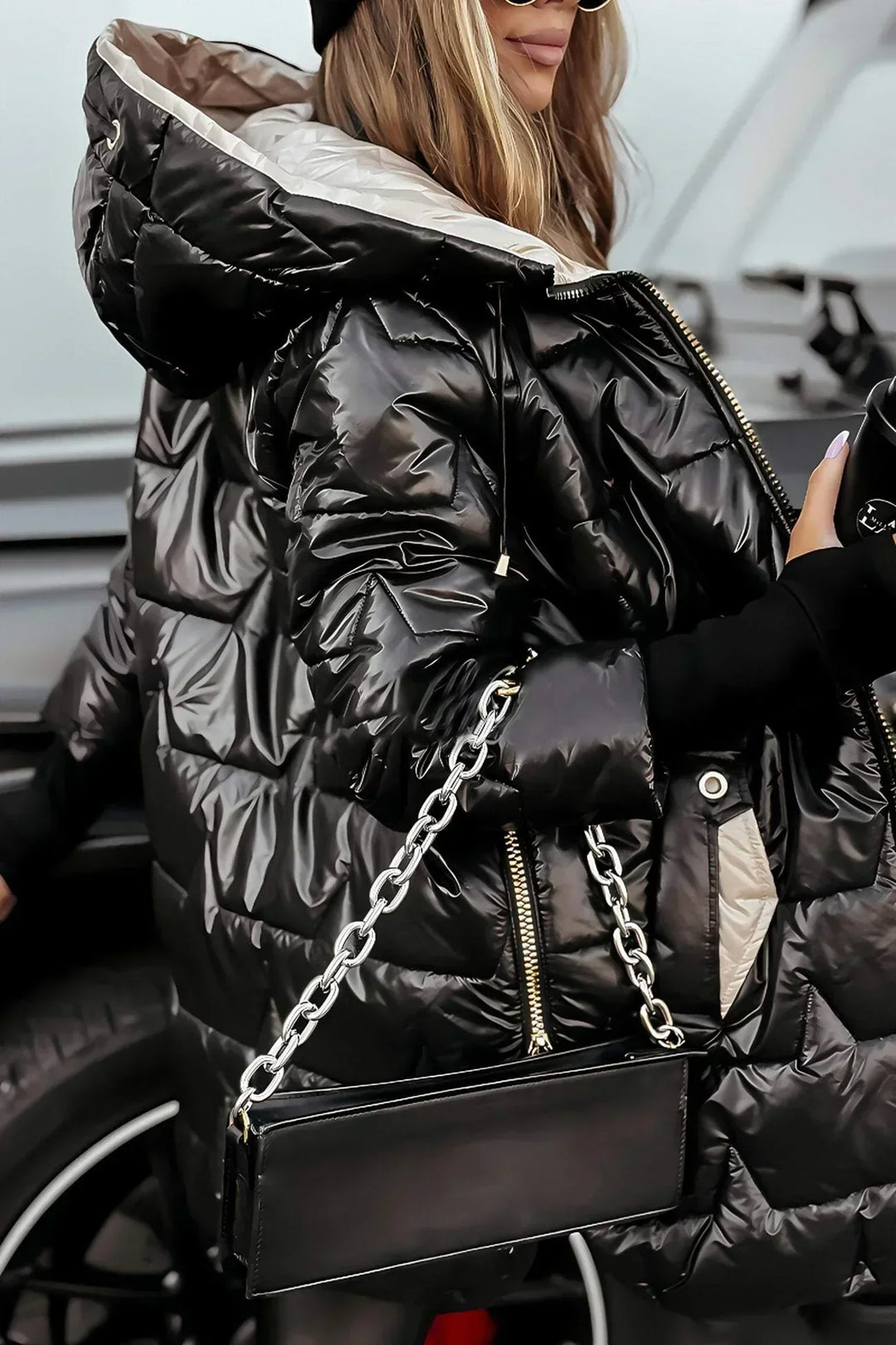 Lina | Long, warm padded jacket with generous hood